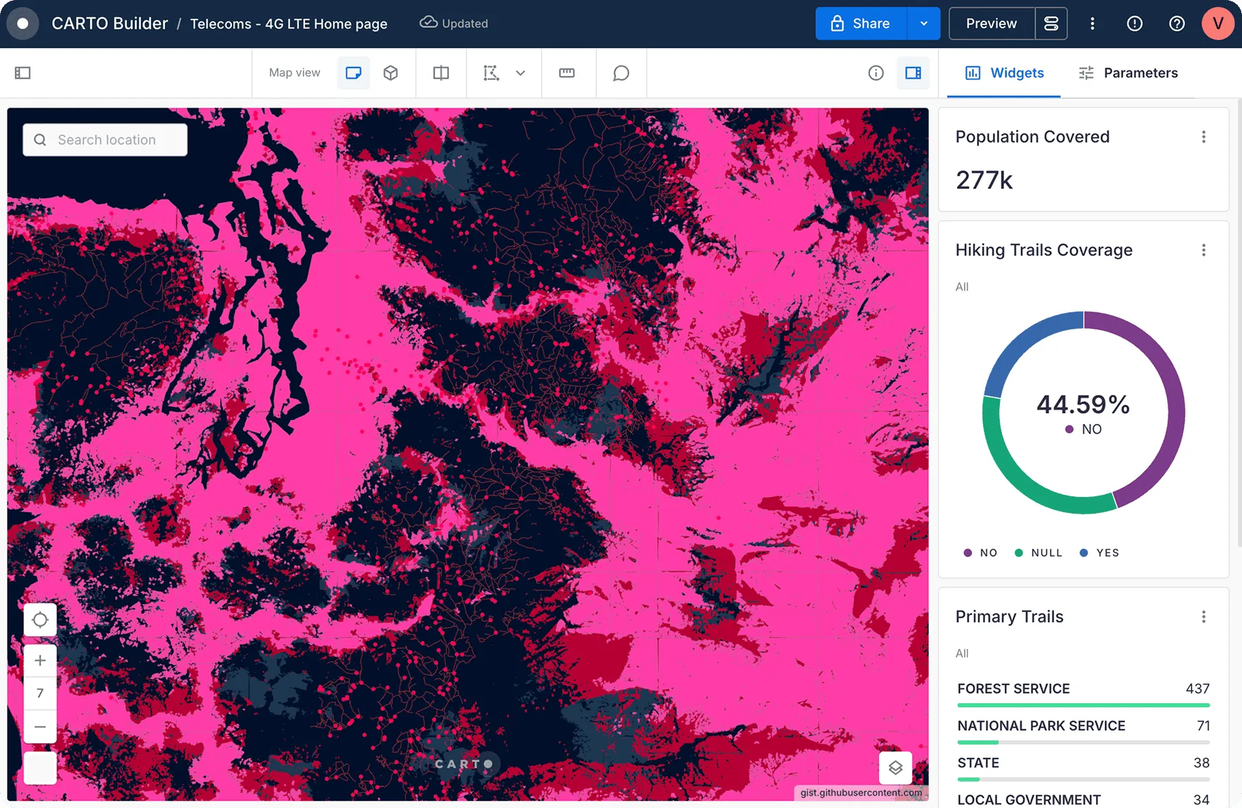 telecoms 4G map carto builder