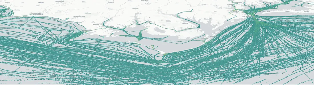 Screenshot showing a map created with BigQuery Tiler