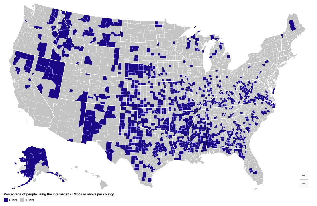 Screenshot of The Verge's broadband map