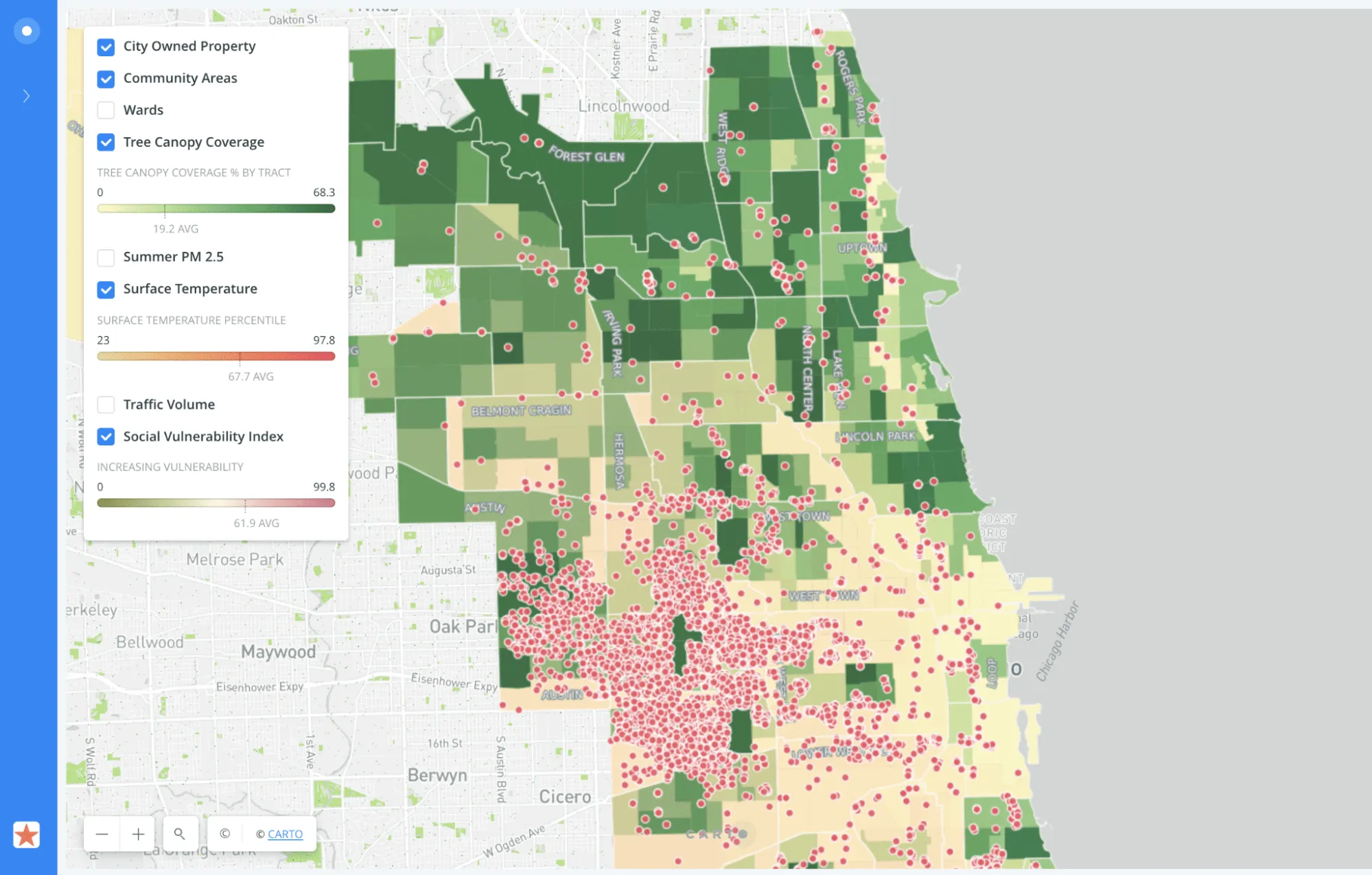 Screenshot of tree equity solution