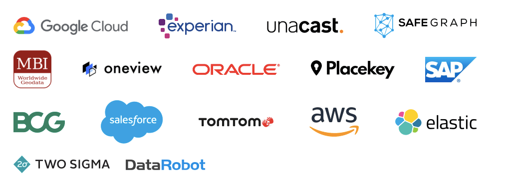 Logos of the sponsors of previous editions of the Spatial Data Science Conference