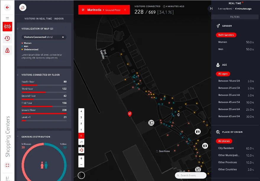 Screenshot of Merlin Properties’ Indoor Analytics Solution