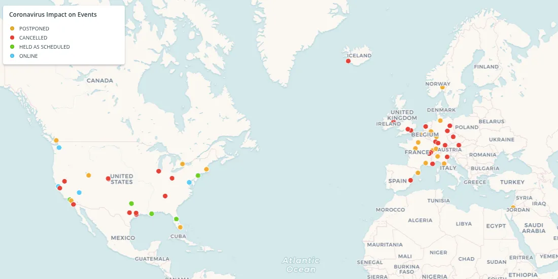 Mapping Coronavirus Impact on Events & Conferences
