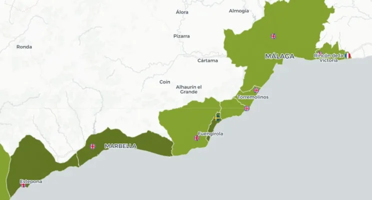 Map showing British interest in Costa del Sol 