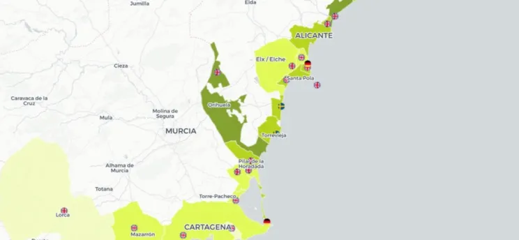 Map showing Dutch interest in Alicante