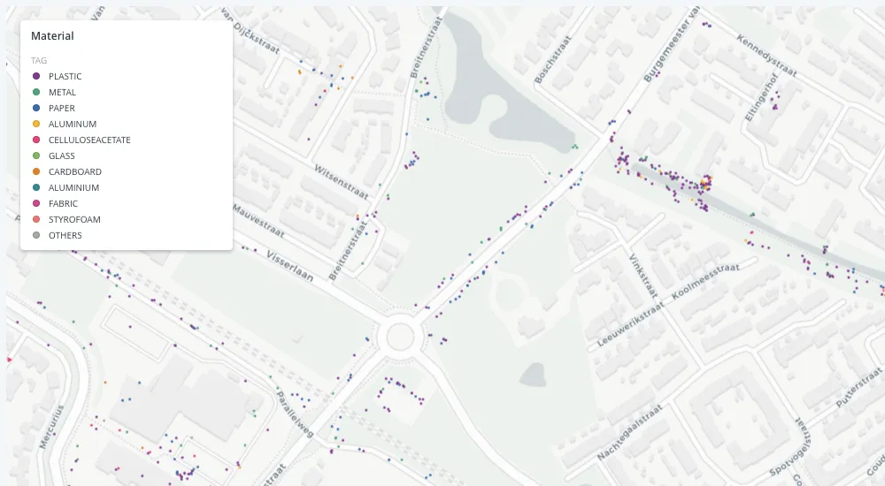 Litterati materials map