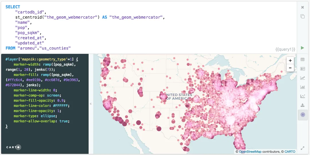 Franchise CARTO SQL notebook