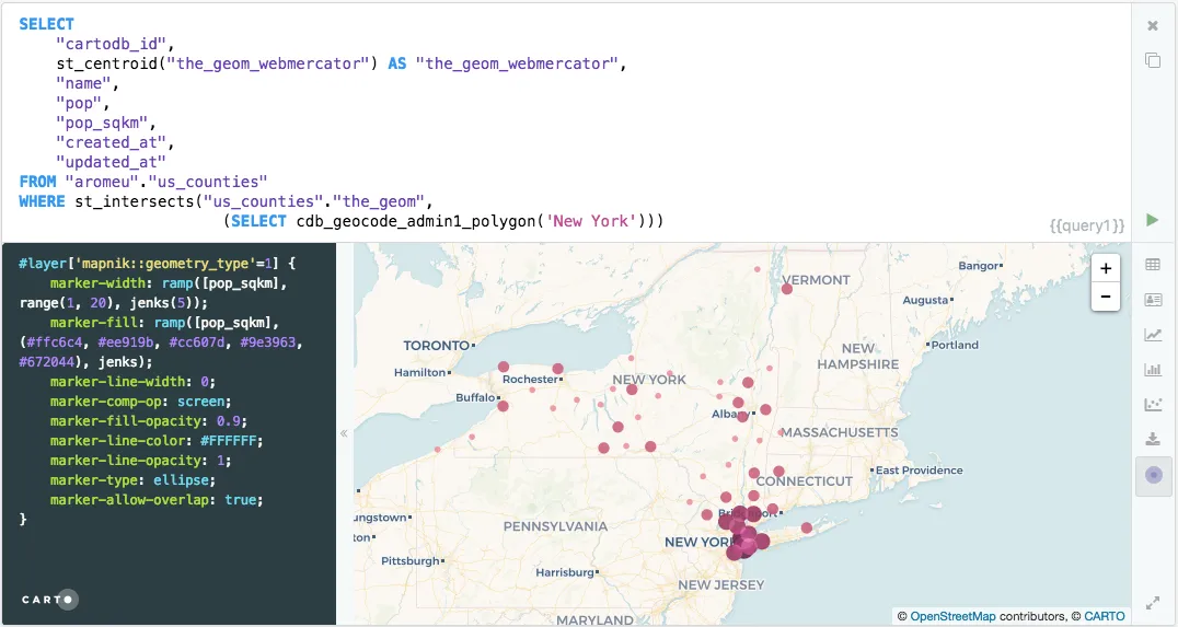 Franchise CARTO SQL notebook