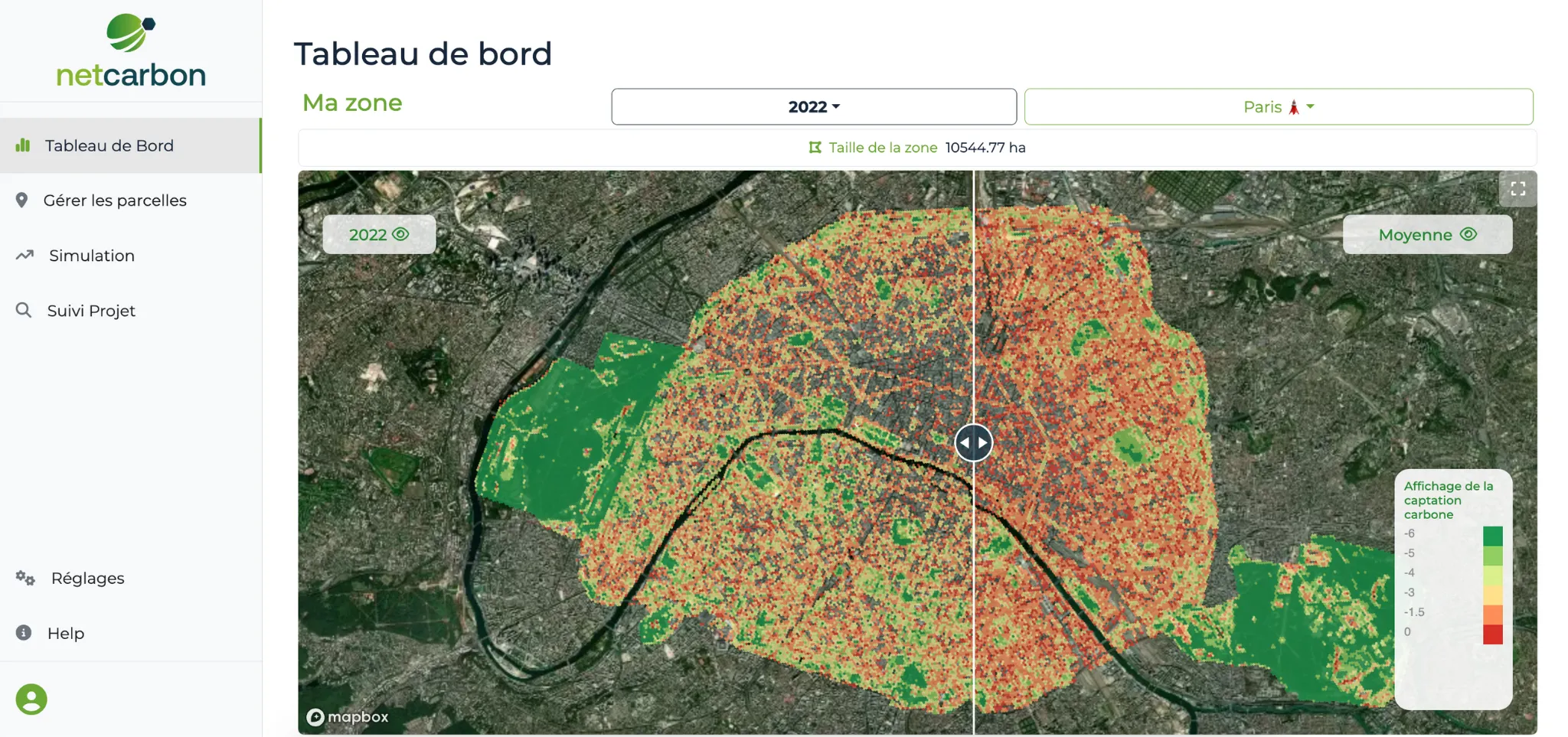 NetCarbon dashboard of vegetation and carbon indicators built with CARTO