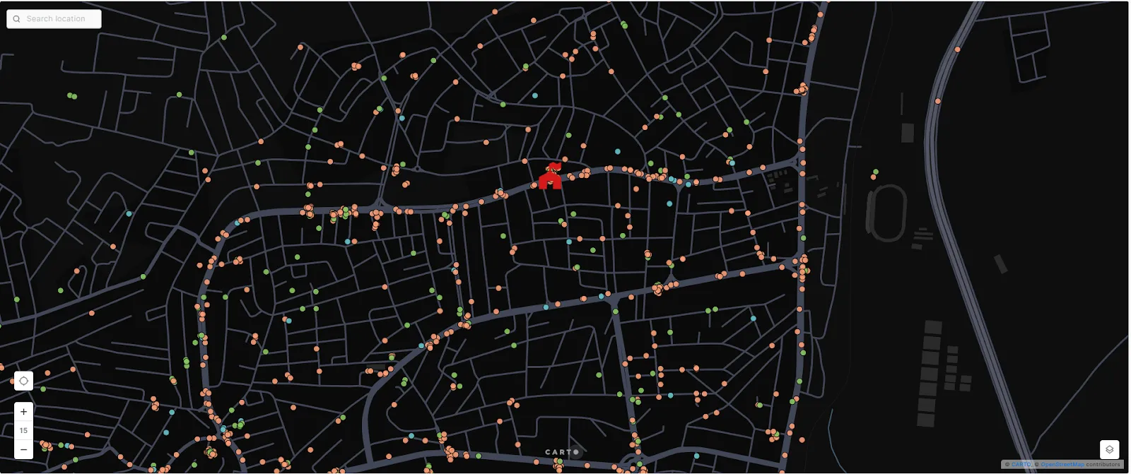 A screenshot of CARTO Builder being used for last mile delivery