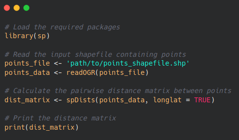 An example R code block