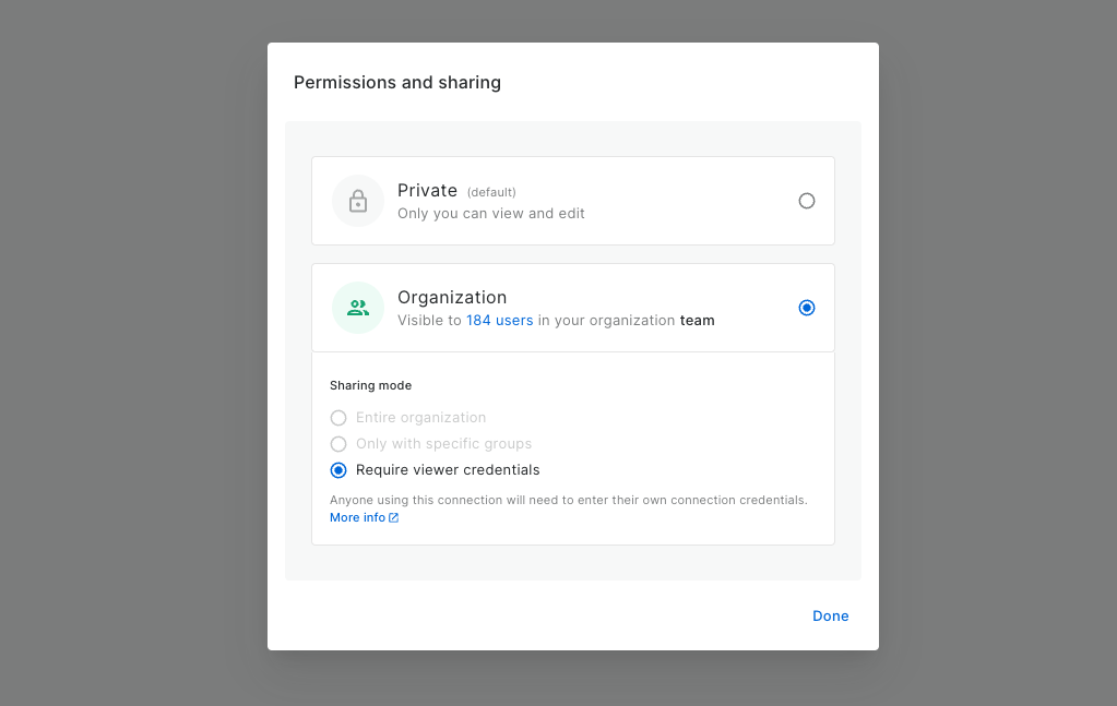A screenshot showing how to share maps with CARTO based on viewer credentials