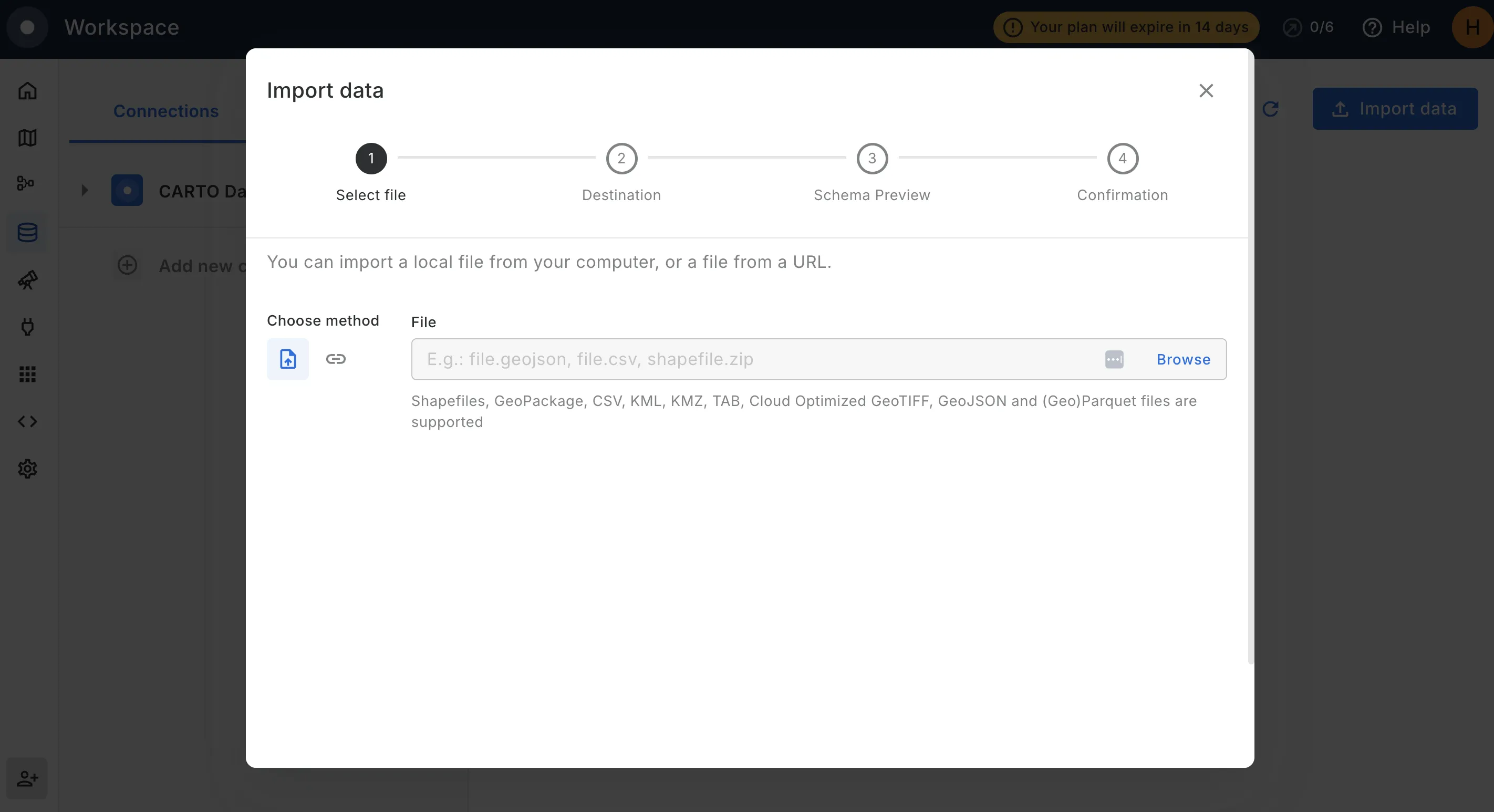A screenshot of the CARTO Workspace