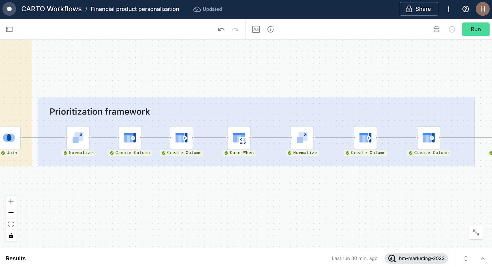 A screenshot of CARTO Workflows