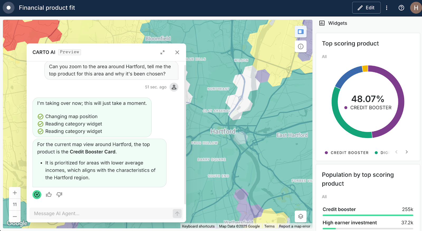 A screenshot of CARTO Ai Agents
