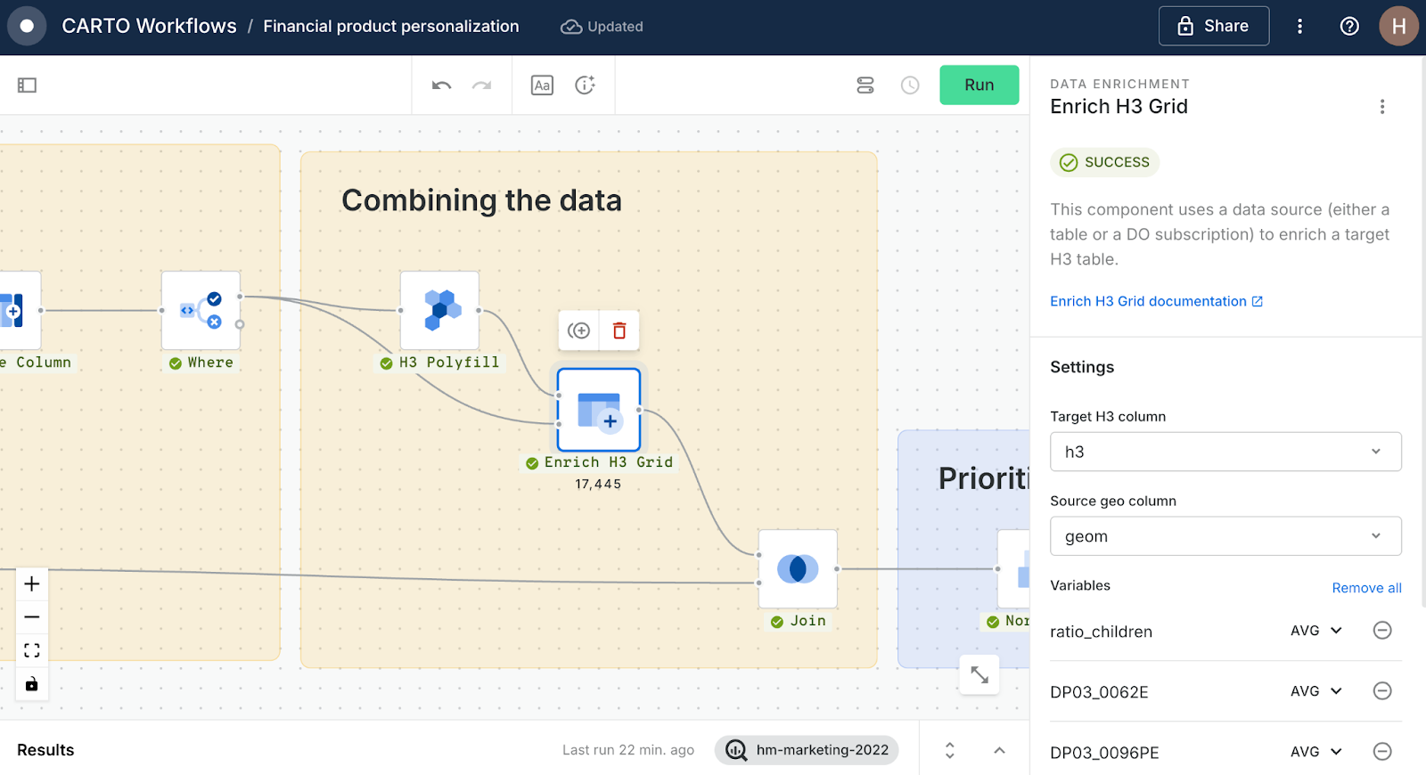 A screenshot of CARTO Workflows