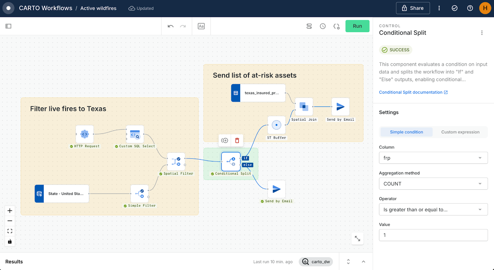 A screenshot of CARTO Workflows