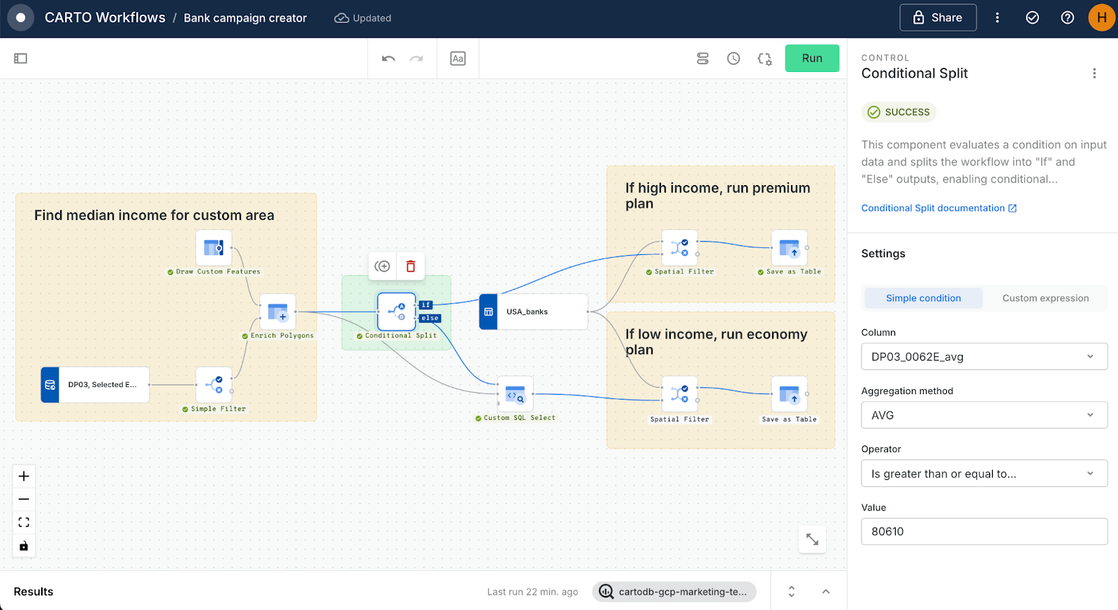 A screenshot of CARTO Workflows