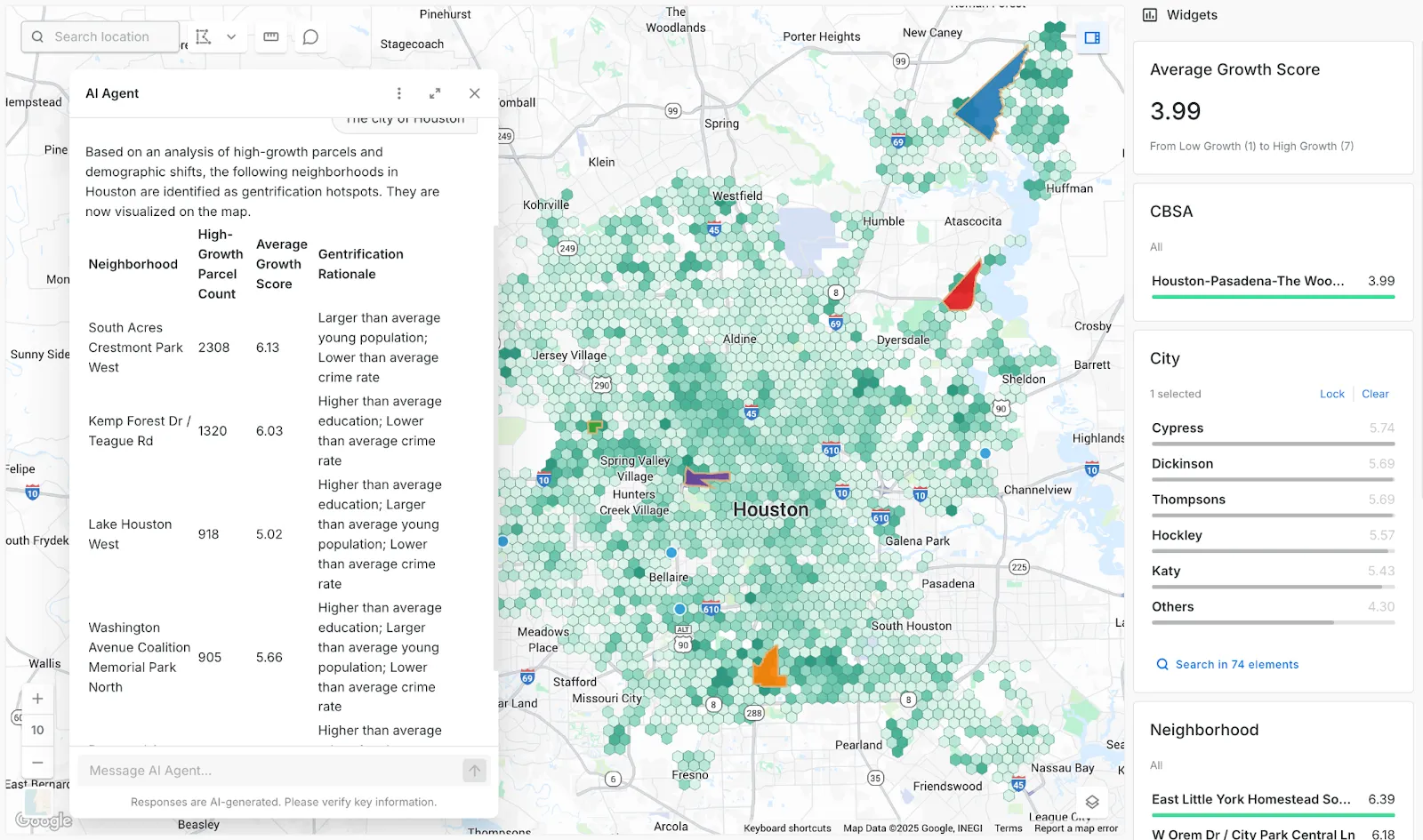 A screenshot of CARTO AI Agents in CARTO Builder
