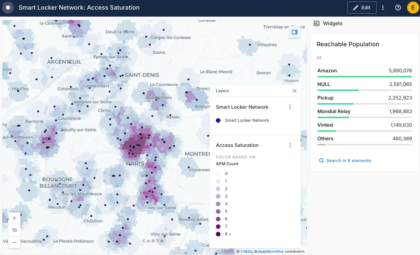 Smart Locker Network: Access Saturation in CARTO