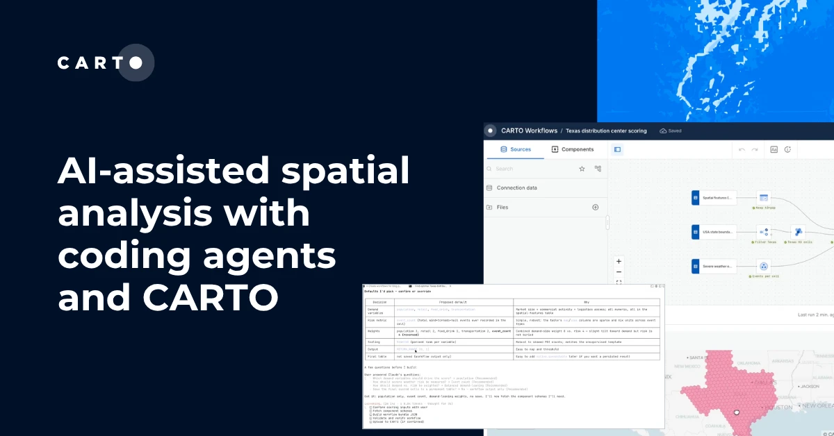 AI-assisted spatial analysis with coding agents and CARTO