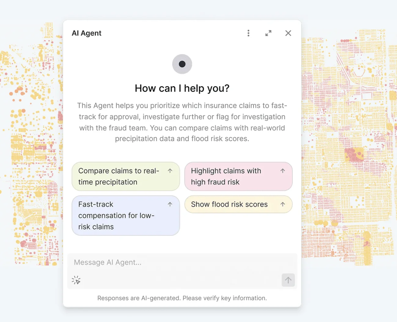 CARTO AI Agent answering insurance questions in natural language