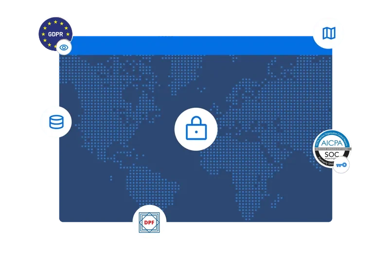 CARTO enterprise-grade security with GDPR, Data Privacy Framework, and AICPA SOC 2 compliance on a secure global platform