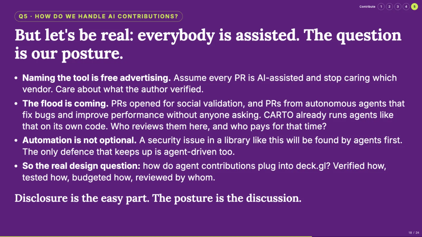 Slide titled But let us be real: everybody is assisted, the question is our posture