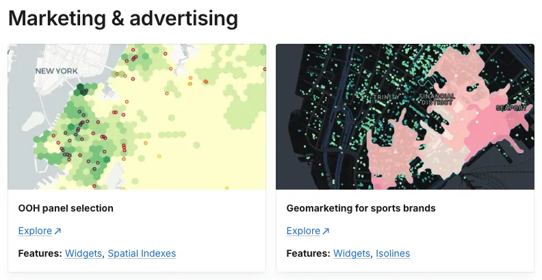 CARTO Map Gallery - Marketing and advertising maps including OOH panel selection