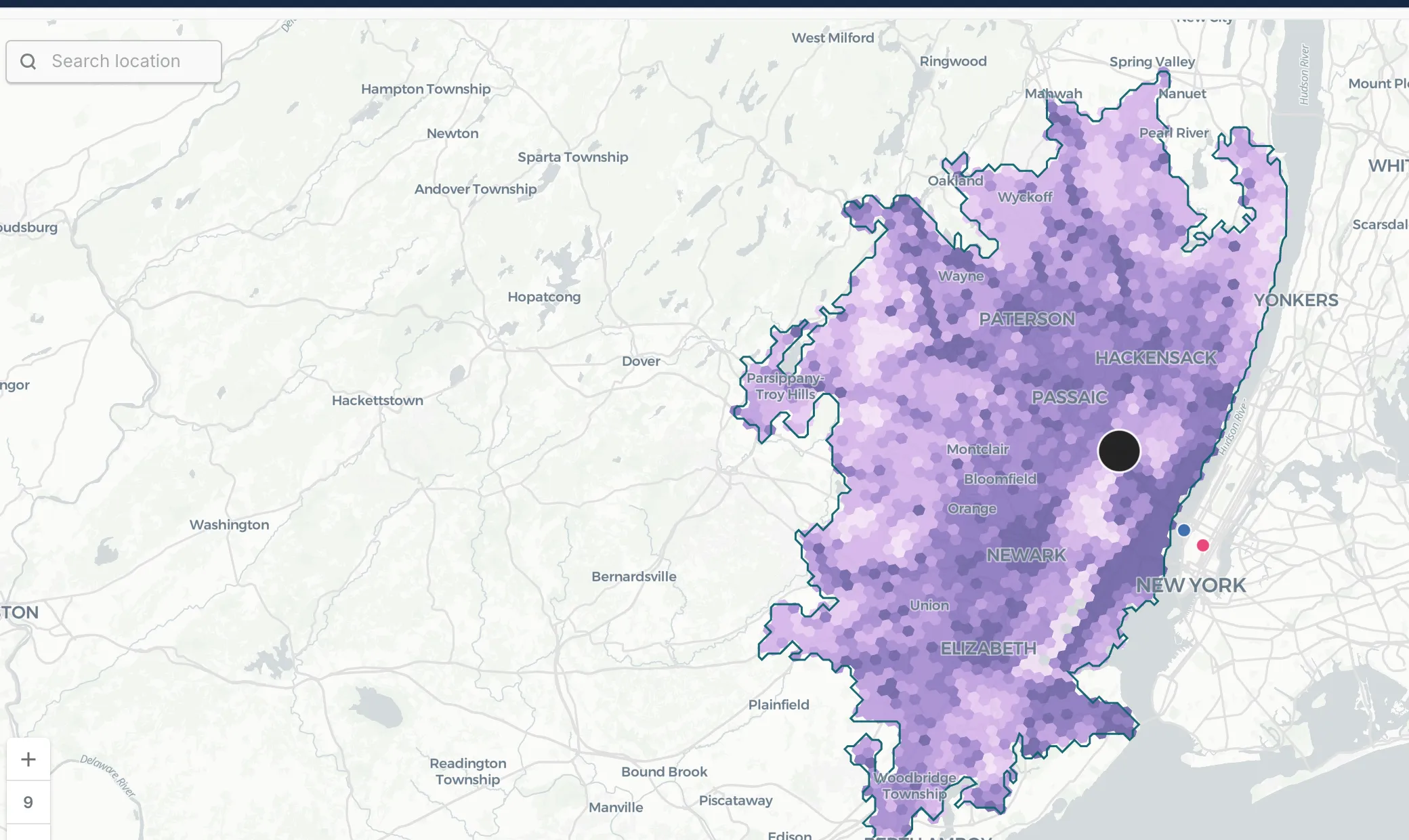 Activation hotspots within a 30 minute drive of MetLife Stadium, New Jersey